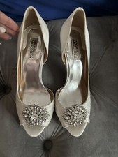 Badgley Mischka Bridal Shoes 8.5 White, Bling and Satin