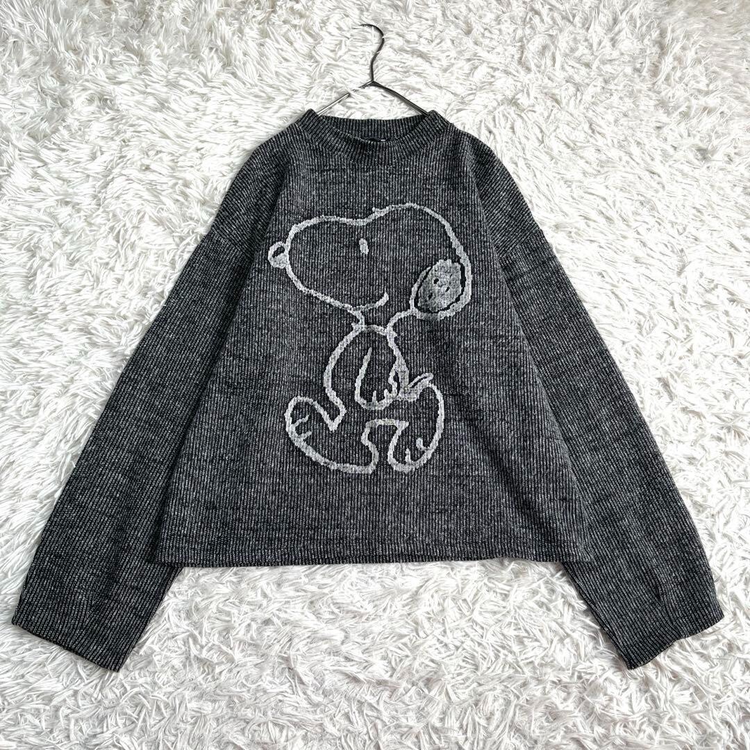 Soduk ニット　drawing knit 美品　グレー Zara Snoopy Collaboration Knit Gray Sweater Cut And Sew M Size