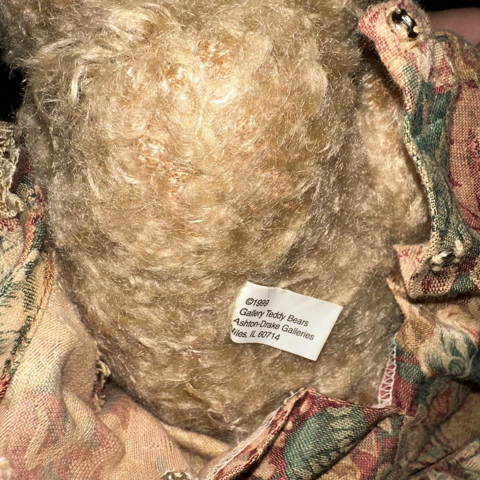 Ashton Drake Bear - pink flower dress with matching bow - Image 2 of 3