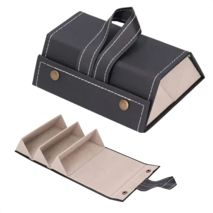 Organisateur de lunettes à 3 compartiments en similicuir noir