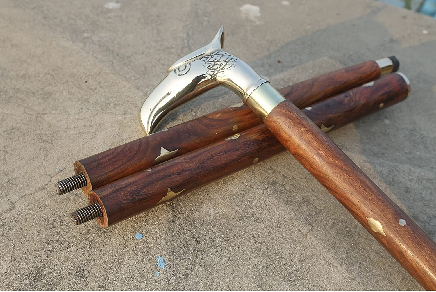 Vintage Solid Brass Eagle Head Handle Ladies Choi… - image 5