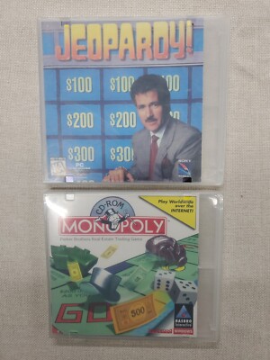 PC CD-Rom Classic Board Games Lot Of 2 Jeopardy & Monopoly 