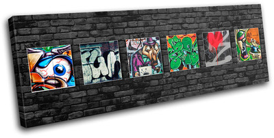 Abstract Funky Brick Wall  Graffiti SINGLE Leinwand Wand Kunst Bild drucken