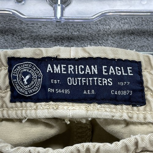 American Eagle Shorts Mens Medium Brown Khaki Cargo Pockets Skater READ - Picture 8 of 15