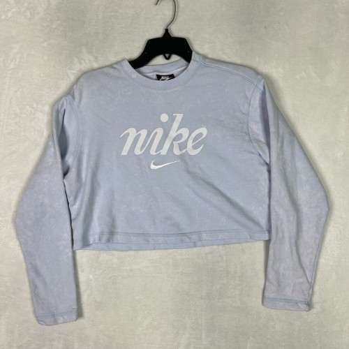 Nike Cropped Sweatshirt Womens Small Purple Tie Dye Embroidered Swoosh Logo  | eBay