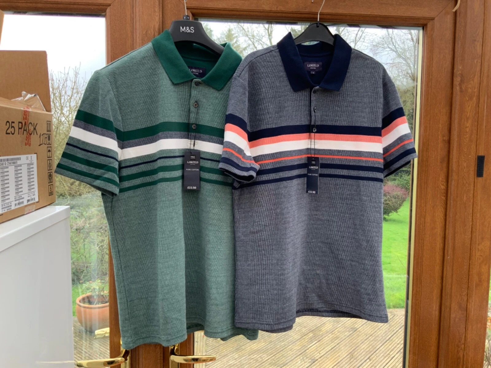 M & S Mens Polo Shirt Cotton Blue or Khaki New S,M,L,XL,2XL Short Sleeve
