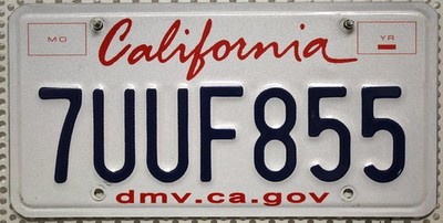 Kalifornien Nummernschild USA Kennzeichen California US License Plate 7 UUF 855