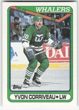 1990-91 Topps Yvon Corriveau #364b Hartford Whalers NM