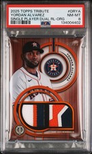 2025 Topps Tribute Dual Relics Orange DRYA Yordan Alvarez Dual Jersey /25