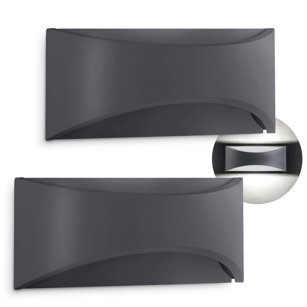 2X Jageo Up & Down Aussenwandleuchte Graphit Grau IP54 Wandleuchte Neutralweiß-image