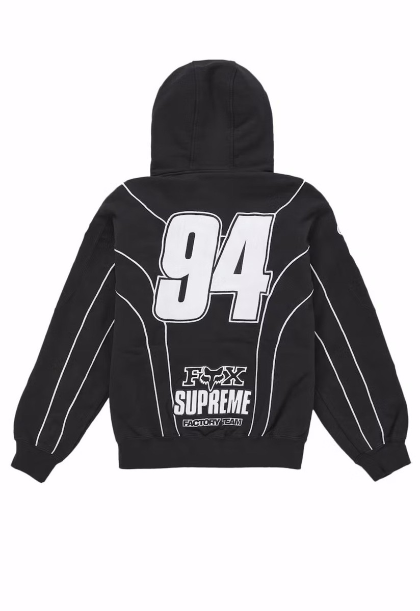 SZ Large Supreme Fox Racing Zip Up Hooded Black Sweatshirt Ready