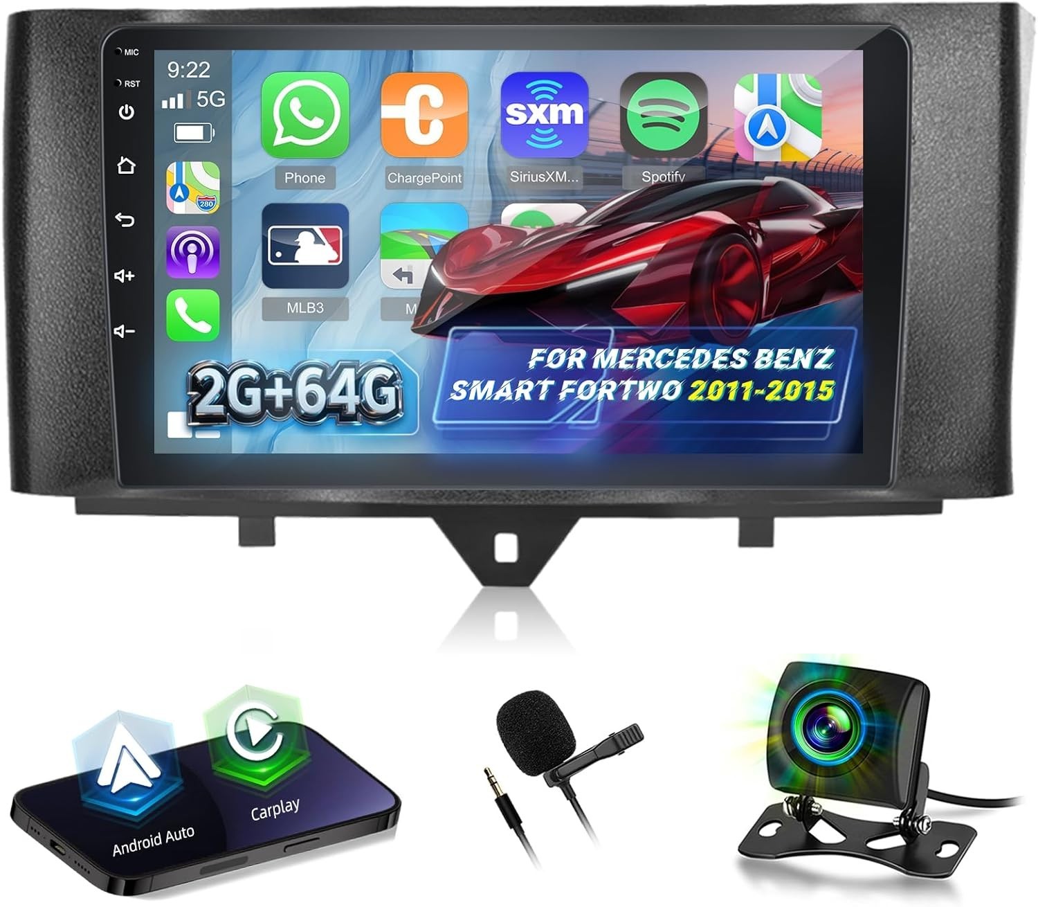 Autoradio Custom Smart Fortwo 451 9 Pollici Android 2G 64G CarPlay