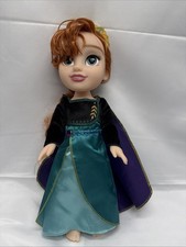 Disney Anna Doll 14" Frozen Plastic With Tiara And Cape No Shoes Princess Doll