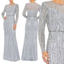 NEW Mac Duggal [ 6 ] 5644 Embellished Illusion High Neck Long Sleeve Gown $698