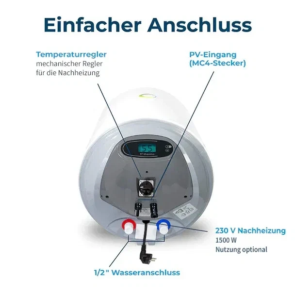 Fothermo 80L Hybridboiler Warmwasserspeicher Boiler Wasser Warmwasserboiler - Bild 3 von 4