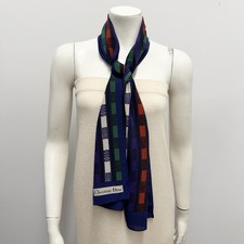 Vintage Christian Dior 100 Silk Scarf Multi Color Abstract 10 1/2" by 55"