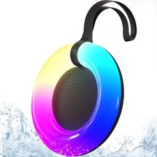 IPX7 Waterproof Speaker with Dynamic LED Light,Bluetooth Shower Black