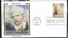 YOUTH BOOK CLASSIC MARK TWAIN HUCKELBERRY FINN  1993 COLORANO SILK CACHET FDC UN