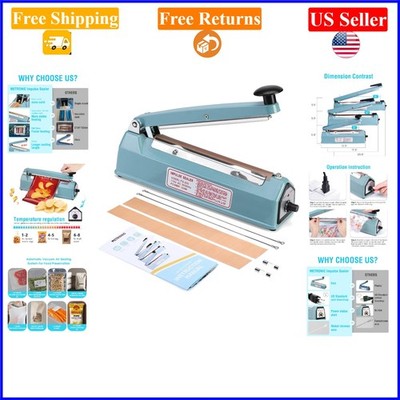 8-Inch Blue Manual Impulse Sealer with Repair Kit, Heavy Duty
