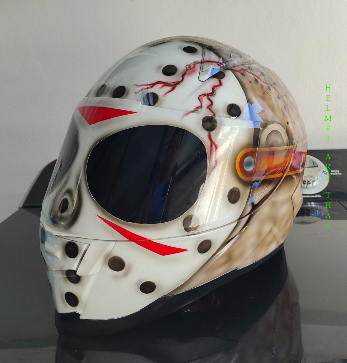 friday the 13 motorcycle helmet pumkin GLAHORSE Cover, Halloween Pumpkin, One Size Fits All, Satisfaction Guarantee, Orange : Automotive Brighten your ride with the Moto Loot Evil Pumpkin Helmet Cover Friday the 13th Motorcycle Helmet