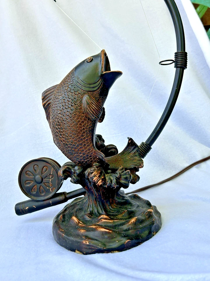 Fishing theme Table Lamp 30.5" Tall Vintage - Image 2 of 4