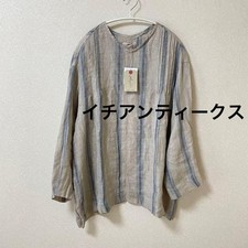 Ichi Antiquites Indigo Linen Pullover Free Size Stripes New Unused With Tags