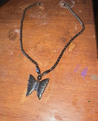 New Hematite Butterfly Pendal Natural stone beaded necklace - Picture 4 of 4
