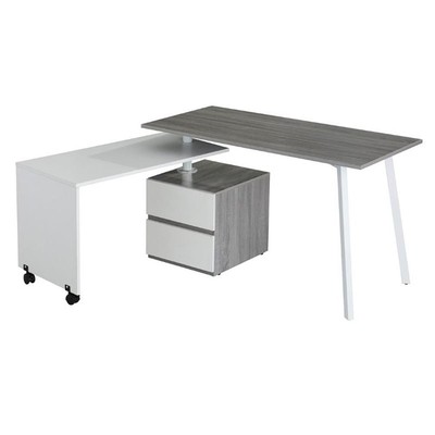 Techni Mobili Rotating Modular Computer Desk in Gray