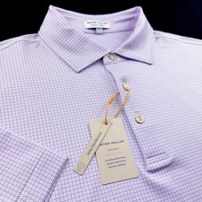 Peter Millar Crown Sport Performance Geo Star Print Polo Lavender Pink XL