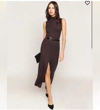 REFORMATION Axton Dress Front Slit. Stretchy. Mole Brown NWT. Size XL.