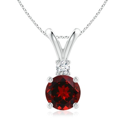 Angara 2,29 ct natürlicher Granat Anhänger Halskette mit Diamant für Frauen in Silber