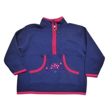 Palettes Sweatshirt Girls S 4/5 Blue Fleece Quarter Zip Floral Pocket Pullover