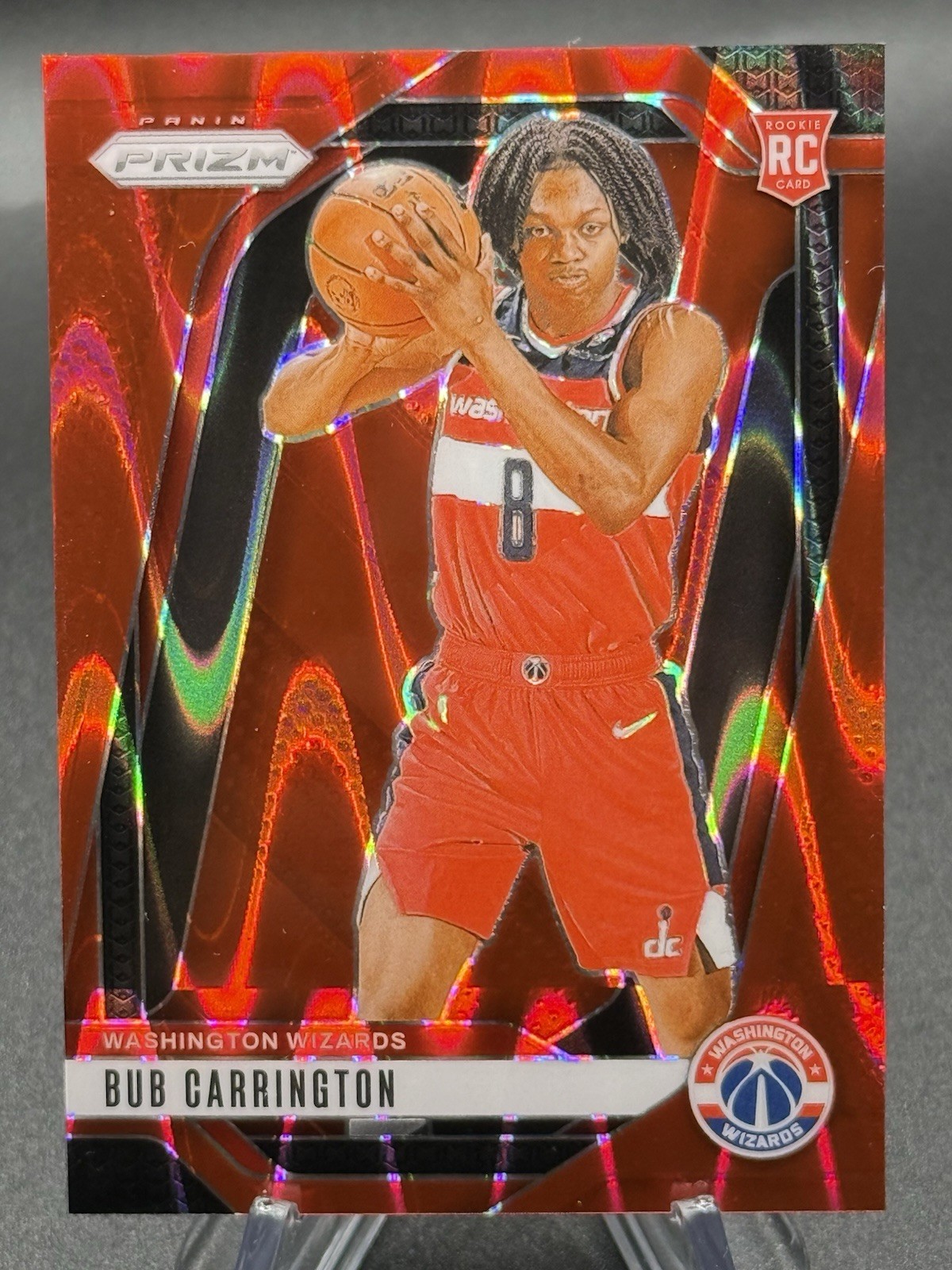 2024-25 Bub Carrington Panini Red Prizm /299 RC Wizards #244