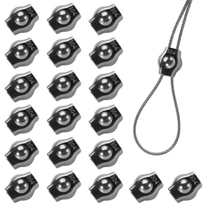 20PCS 1/8 Inches M3 Stainless Steel Wire Rope Cable Clip Clamp, M3 Simplex Singl