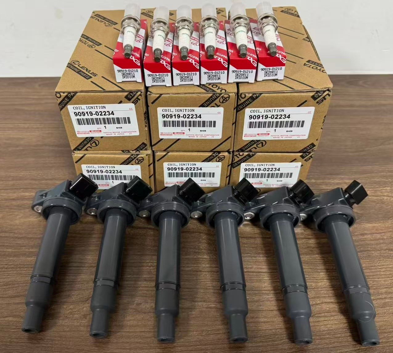 6x 90919-02234 90919-01210 Denso OEM Igintion CoilsSpark Plugs for Toyota Lexus