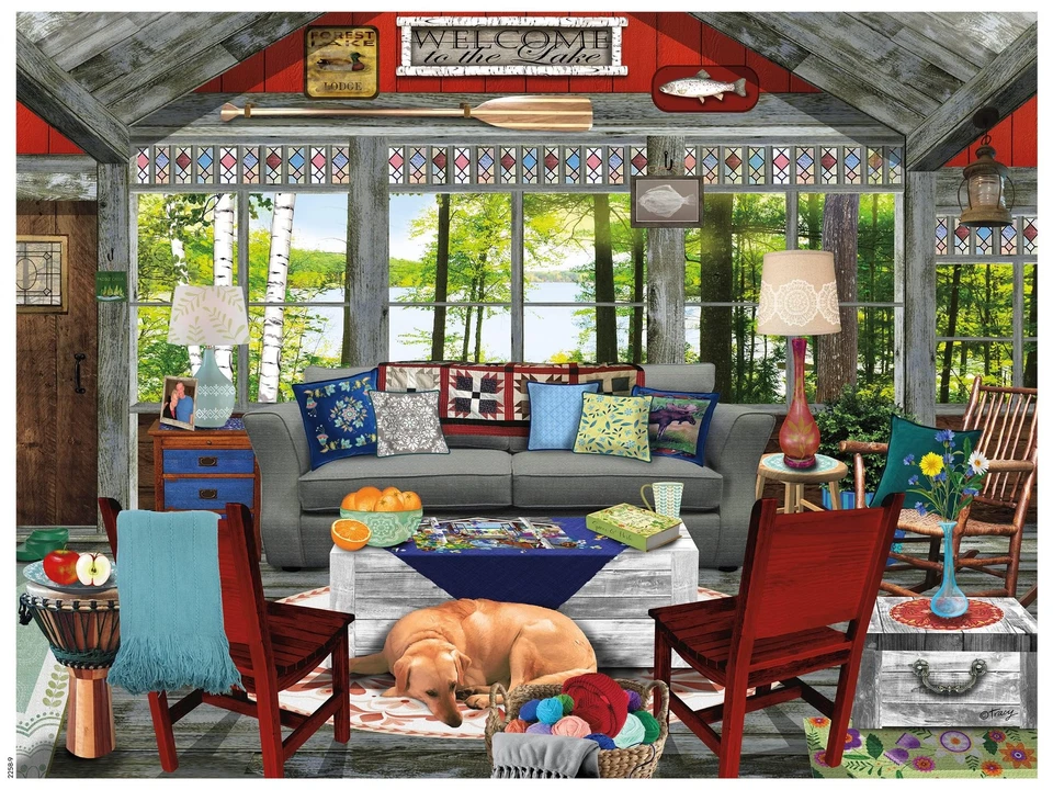 Ceaco-Tracy Flickinger-Lake Cabin-Oversized 300 Piece Jigsaw Puzzle - Image 2 of 4