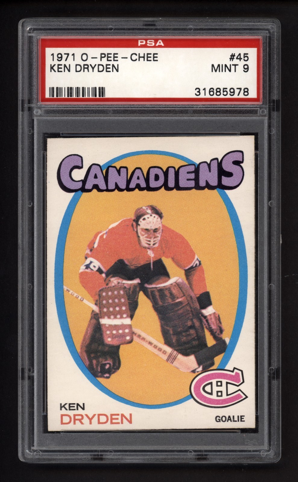 1971 OPC #45 KEN DRYDEN ROOKIE CARD PSA 9 MINT