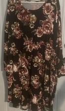 Sweet Lovely by Jen Women's 3XL dress Black Pink Floral Knee Length Long Sleeve