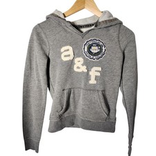 Abercrombie Kids Grey Hoodie Patch Logo Pullover Casual Athleisure Size L