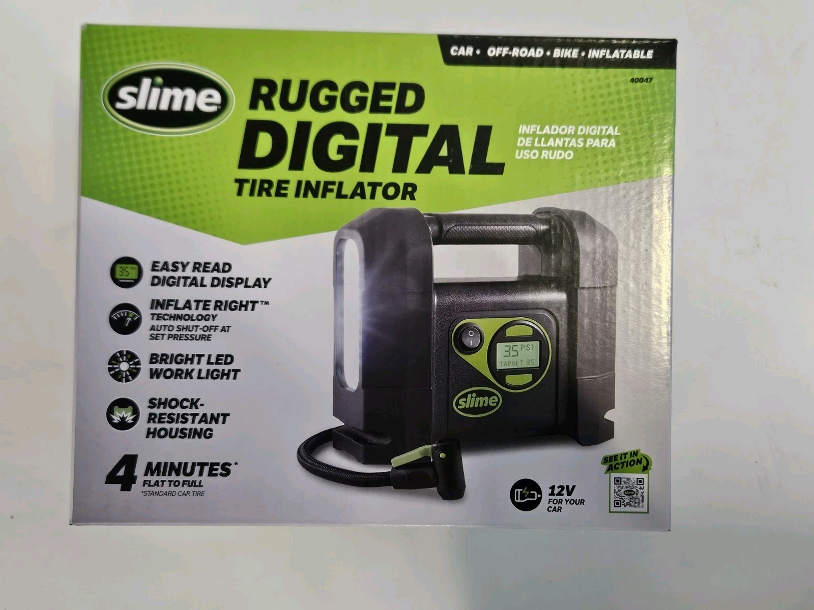 Portable Car Air Compressor, Rugged, Inflate Automatic Shut 