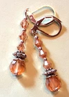 HONEY YELLOW & FROSTED crystal earring SP LEVERBACK handcrafted #300-1