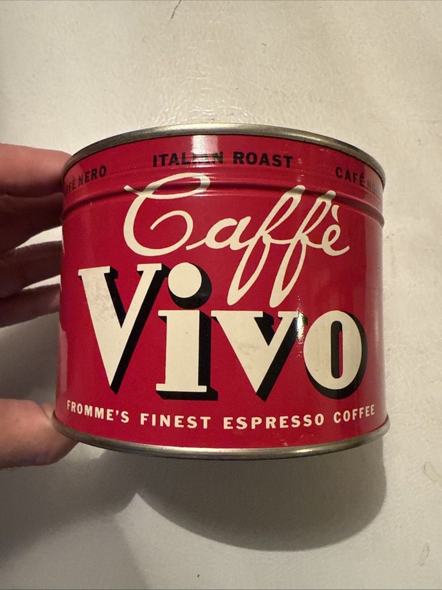 Vintage 1950s Caffe Vivo Espresso Italy Coffee Can Key Wind Tin