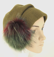 Walkmütze Wollmütze Echtfellbommel Seeberger 2 Designs nutria lodengrün Gr 55-56