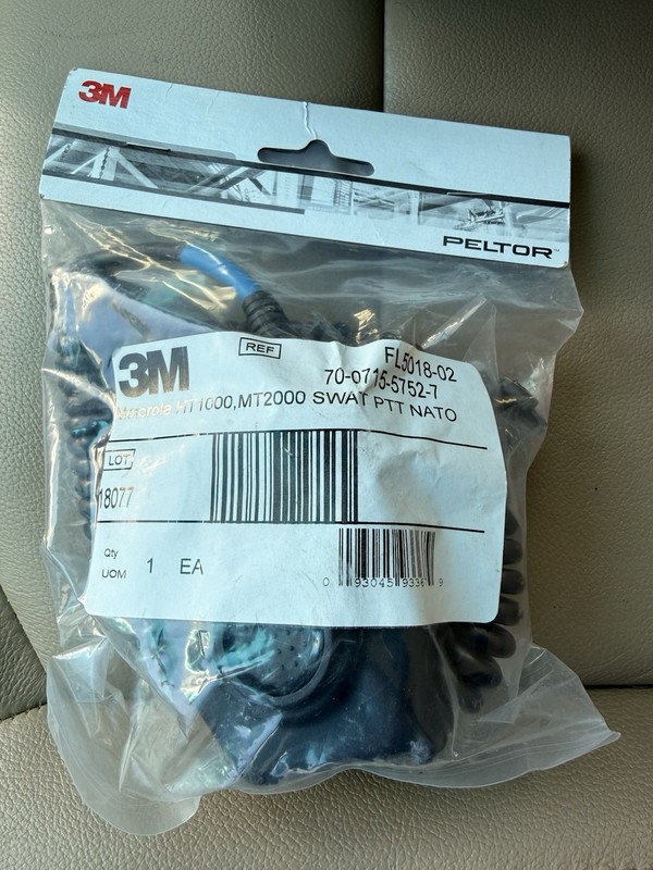 3M Motorola FL5018-02 PTT Adapter Motorola HT1000 MT2000 SWAT NATO PELTOR
