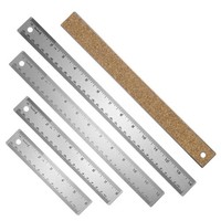 4Er-Set Edelstahl-Metalllineal 35/30/20/15Cm Mit KorkrüCken FüR Inch/Metrisch