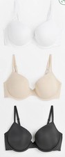Black White & Beige T-Shirt Bras 3 Pack Size 36b