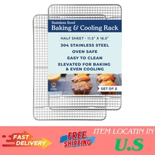 Oven-Safe, Dishwasher-Safe 100% Stainless Steel Cooling and Baking Rack Set Heav