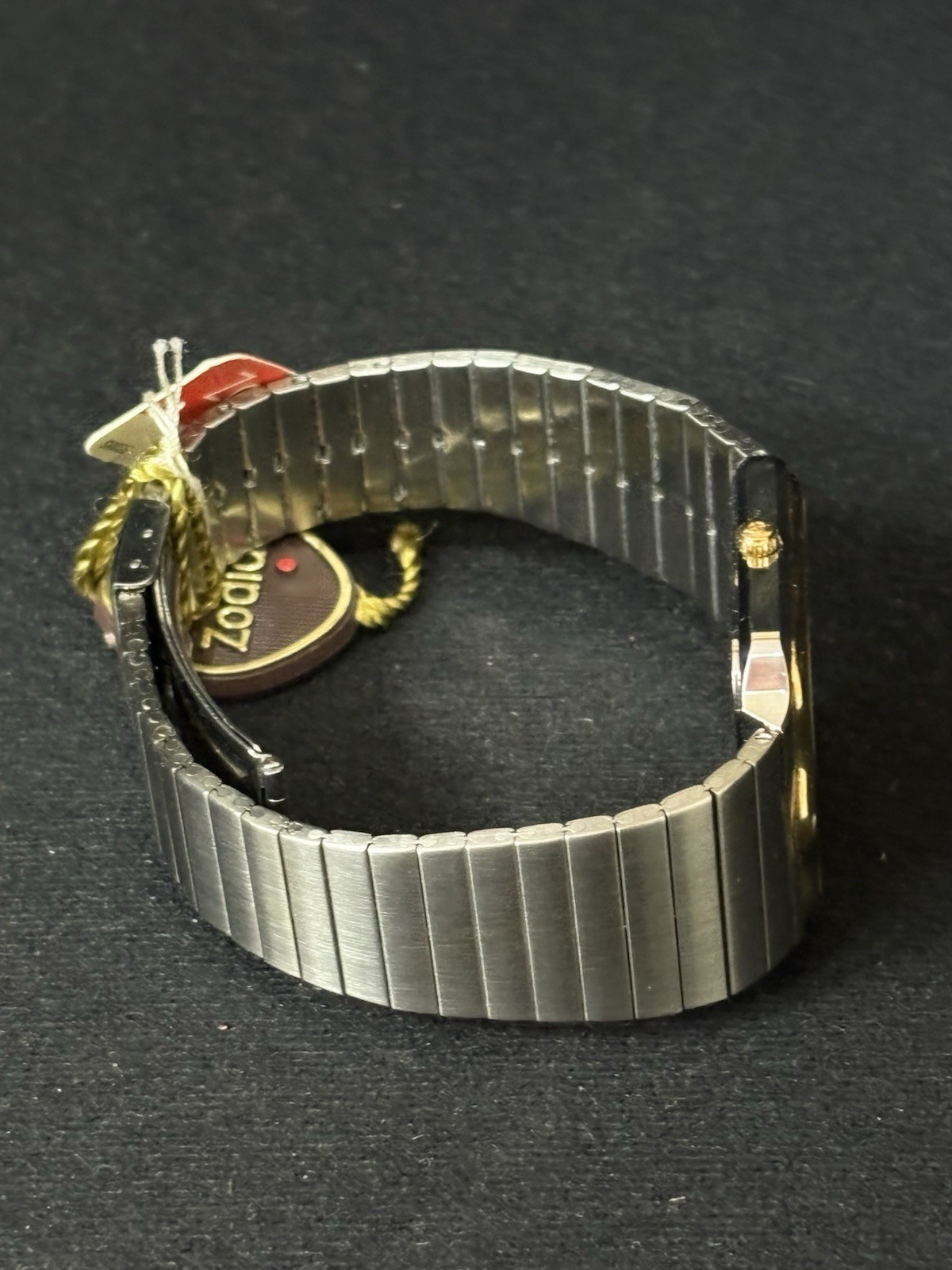 NEW Zodiac 1394 681 Square Two Tone Steel Quartz Date 32mm Gold Dial Watch