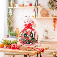 100' Long X 17.5” Wide Christmas Cellophane Wrap Roll - 3 Mil Thicker Celloph...