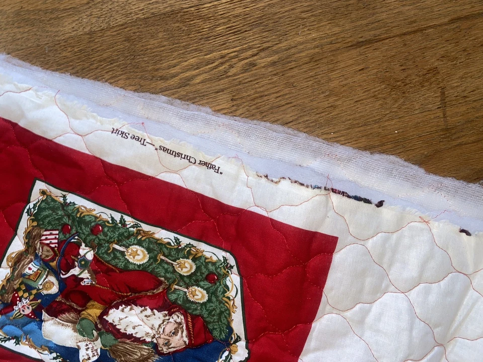 Vintage Cotton Cut Sew Fabric Panels 54" FATHER CHRISTMAS Tree Skirt & STOCKING - Image 3 of 4